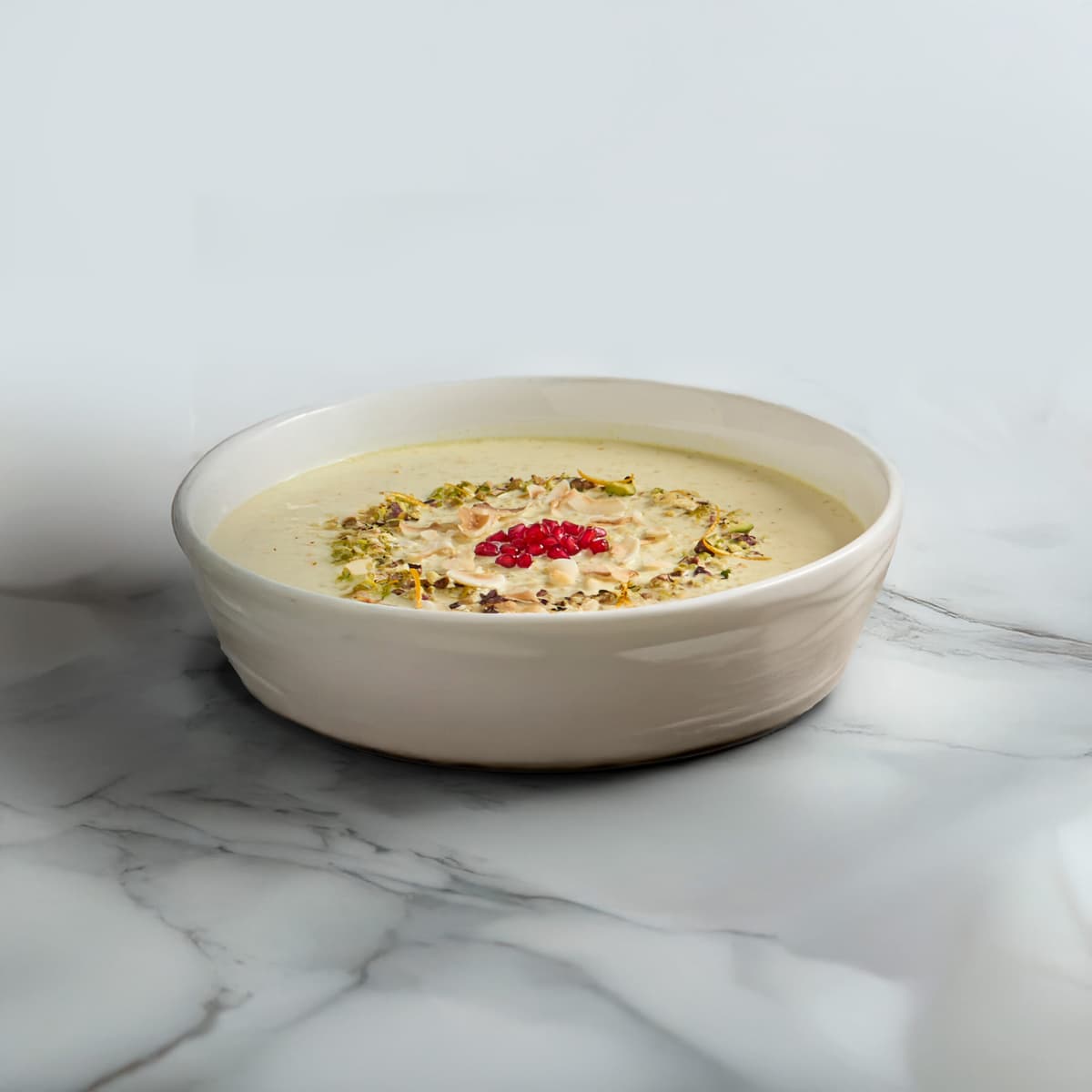 Spread pistachio rose rice pudding