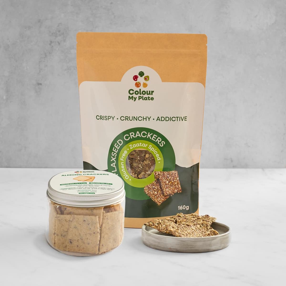 Almond and Zaatar Spiced Flaxseed Crackers