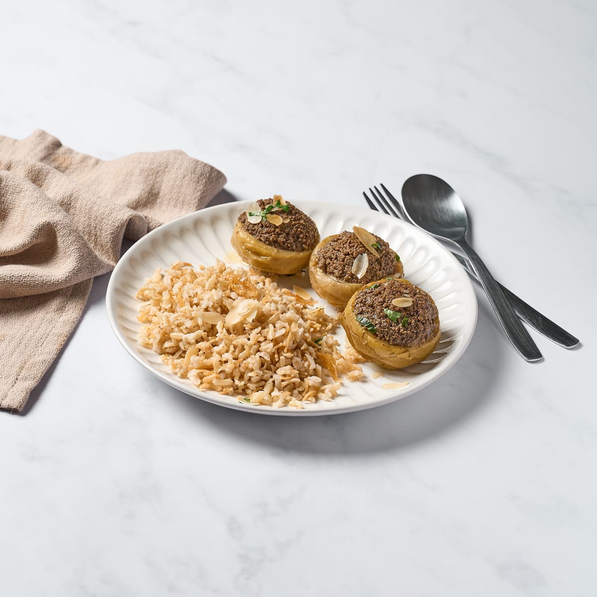 Meat Stuffed Artichoke Bottoms with Rice