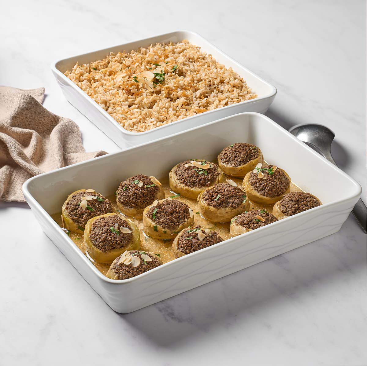 Meat Stuffed Artichoke Bottoms with Rice