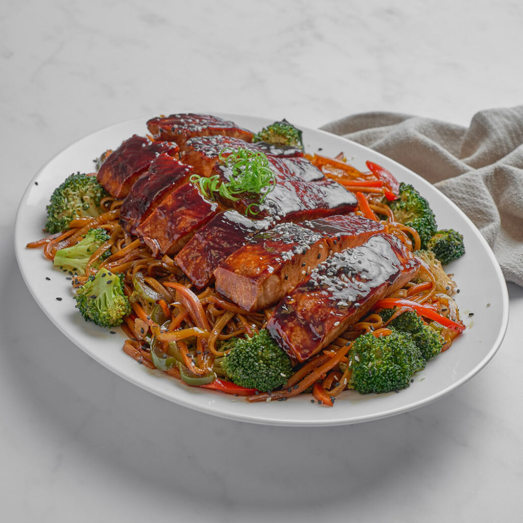 Salmon Teriyaki with Noodles and Veggies