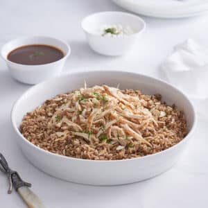 Oriental Chicken and Rice with Gravy and Yoghurt