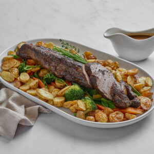 Roast Beef with Oven-Baked Veggies and Roasted Baby Potato