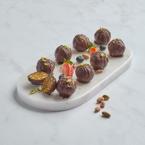 Healthy pistachio date truffles